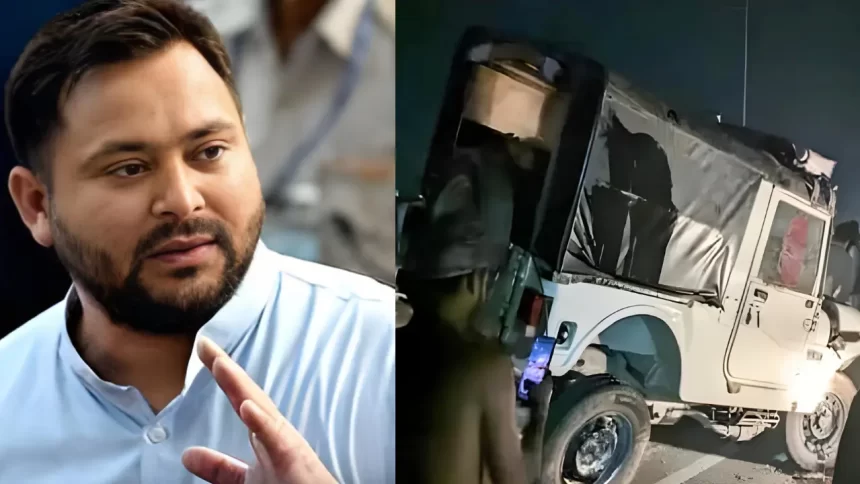 rjd-leader-tejashwi-yadavs-convoy-meets-accident-one-dead