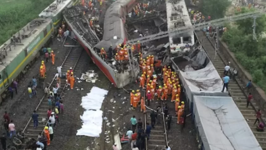 Collision between two goods trains and a passenger train, many injured, condition of two loco pilots critical